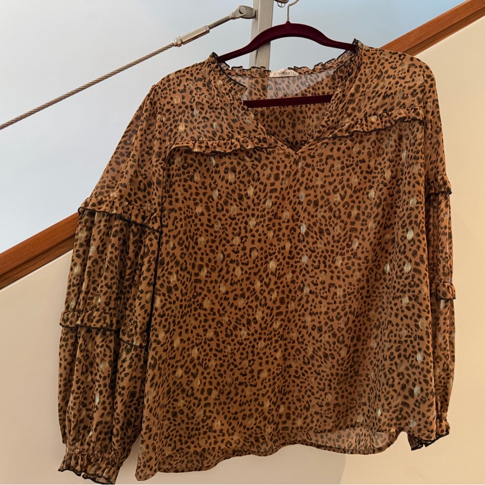 Leopard Print Chiffon Blouse